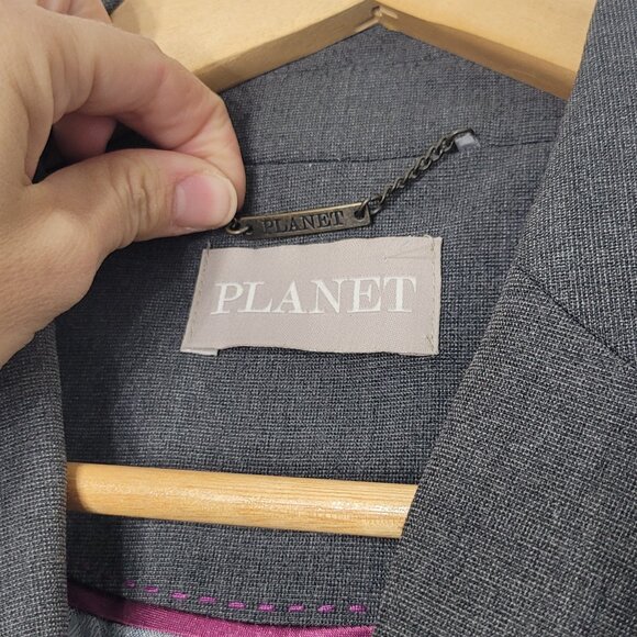 Planet Gray Long Sleeve Business Casual Single-Breasted Blazer High End Classic - Picture 6 of 12